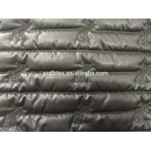 Fashion polyester stripe embroidered thermal padded fabric with quilting for down coats/jacket